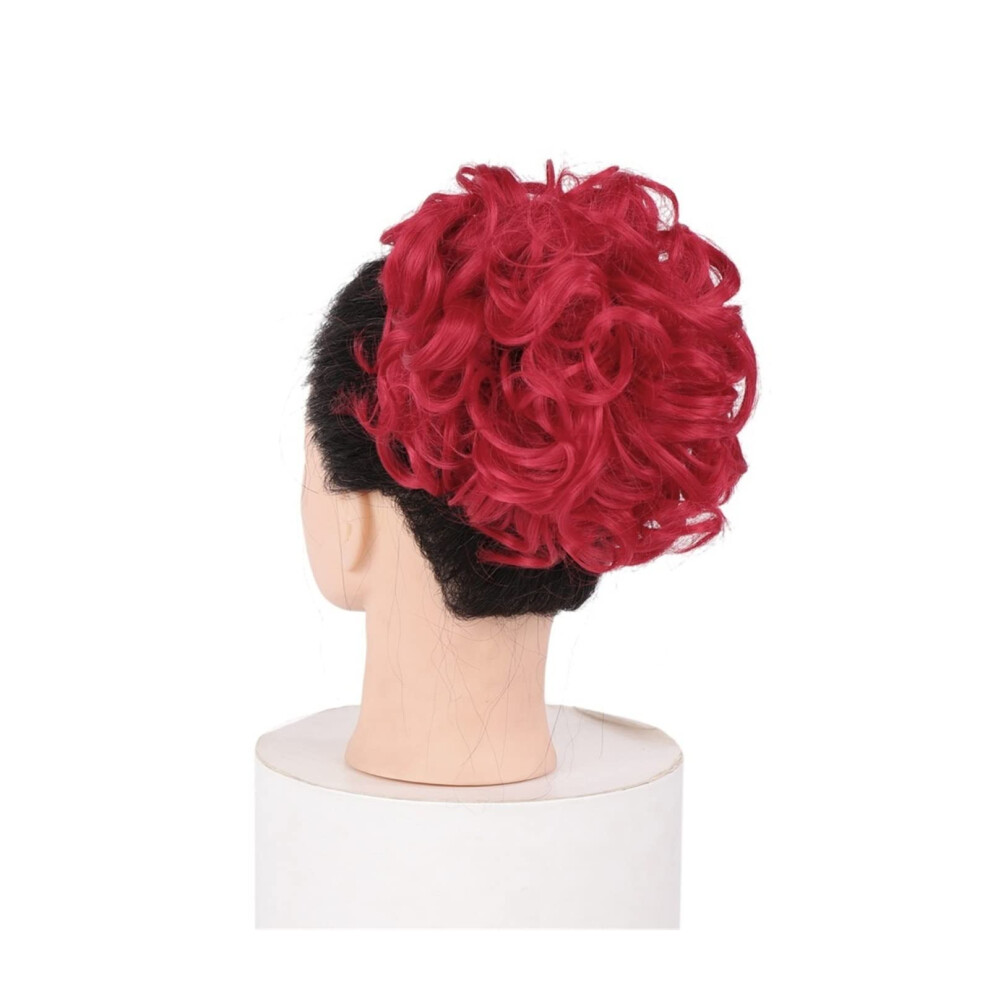 Unisex Messy Bun Hair Piece For Women Synthetic Chignon Extension Clipin Curly Updo T1b/3