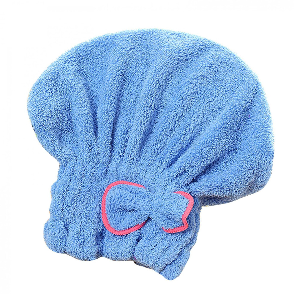 Microfiber Hair Towel Wrap Quick Drying Coral Fleece Cap with Bowknot Lock for Women and Kids