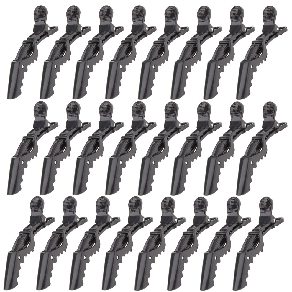 Unisex Black 24 Pcs Professional Alligator Hair Clips With Secure Grip For Salon Styling And Sectioning