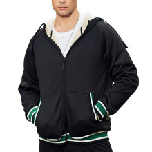 Herren-Kapuzenpullover mit durchgehendem Reißverschluss, warm gefüttert mit Sherpa-Fleece und verstellbarer Kapuze mit Kordelzug, schweres,