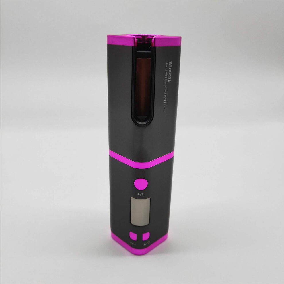 Purple Cordless Hair Curler Automatic Curling Iron With Lcd Display, Tourmaline Ceramic, Usb Rechargeable