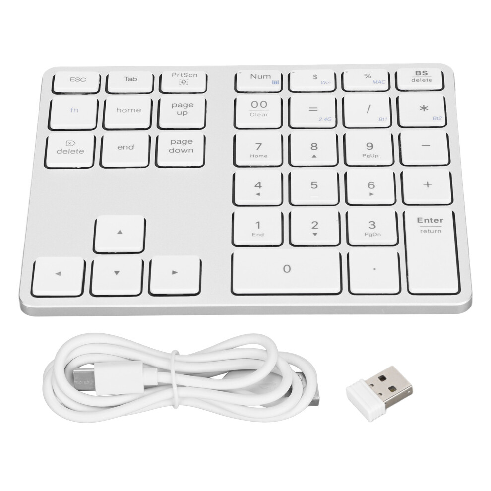 Slim Aluminum Profile Wireless Keypad, Bluetooth Number Pad Ergonomic Tilt Design For Macos And Windows 9147006721445