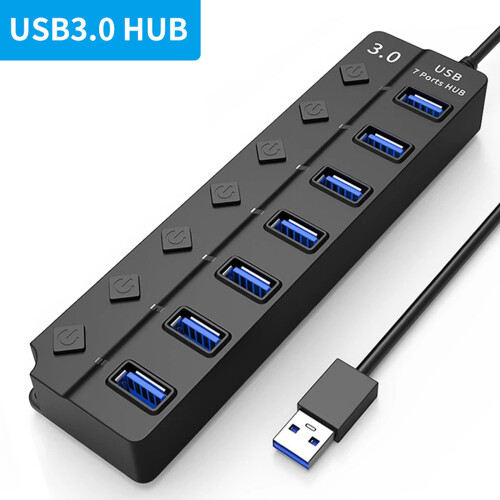 Διανομέας USB Plug and Play, Μεταφορά δεδομένων 7 θυρών υψηλής ταχύτητας για φορητό 1