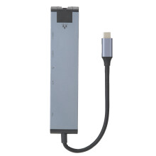 HDMI Output USB Hub for MacBook iPad Pro, 7 Ports USB C Multiport Adapter with SD Card Reader Data Transfer Audio Jack PD Charging Port, Universal