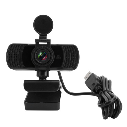 Webcam com campo de visão ajustável, streaming Full HD/2K com tampa de privacidade, vídeo nítido para Windows, OS X e Linux, plug and play com 2