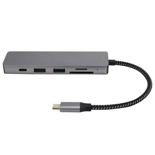 USB C Hub With HDMI Output, 4K UHD Visual Multiport Adapter Featuring SD Card Reader And High Speed USB Ports For Data Transfer