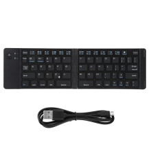 Foldable Bluetooth Keyboard, Stand Holder for iOS Android Windows Mac, Rechargeable Ultra Slim Mini Keyboard, Elegant Style