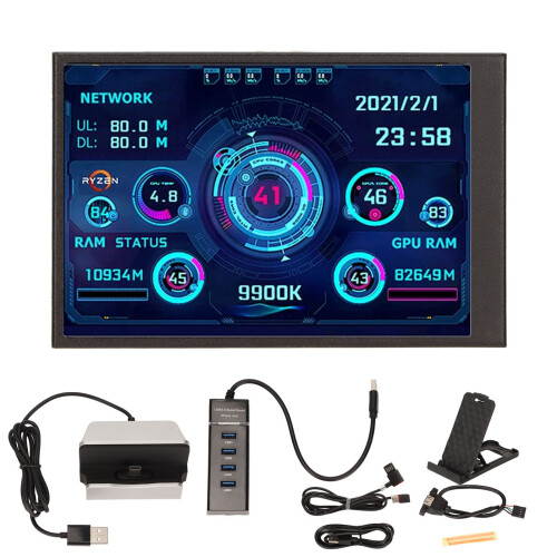 Monitoramento múltiplo com mini tela de 3,5 polegadas, conexão prática e operação com um clique para exibição da temperatura do seu PC.