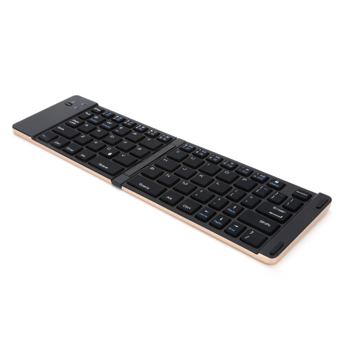 Foldable Bluetooth Keyboard, Stand Holder for iOS Android Windows Mac, Rechargeable Ultra Slim Mini Keyboard, Elegant Style 2