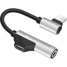 Audio ad alta risoluzione, connettore ad angolo retto Mini USB-C a adattatore da 3,5 mm per ricarica rapida e design portatile, struttura in
