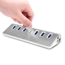 SuperSpeed USB-Hub aus Aluminium, 7 USB 3.0-Anschlüsse für Laptops, PCs und Apple-Computer, superschnelle Datenübertragung, Plug & Play mit