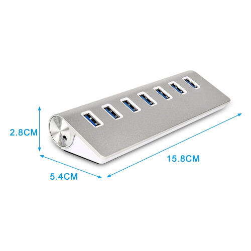 Διανομέας USB 7 θυρών αλουμινίου 3.0, Μεταφορά δεδομένων υψηλής ταχύτητας έως 5 Gbps, 1