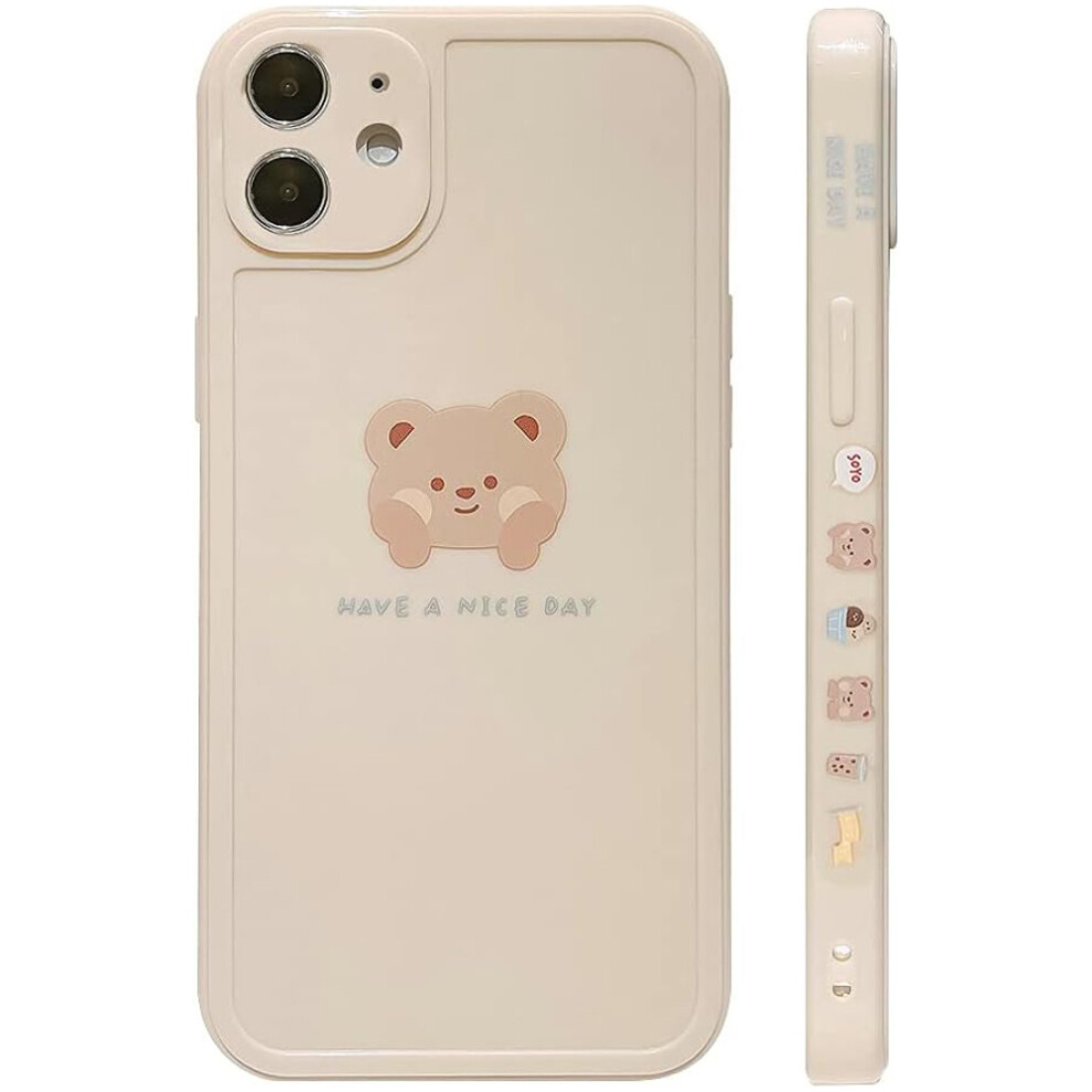 Raised Camera Protection For Iphone, Cute Case Luck Bear With 'So Lucky' Text Shock & Drop Resistant Tpu Leather Material, Compatible With Iphon White 9176269926694