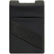 Strong Adhesive Universal Compatibility Phone Wallet, Stretchy Spandex Fabric Double Secure With Hidden Cash Pocket And Slim Design (Black, 1 Pack)