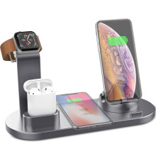 Universeel draadloos laadstation met antislipontwerp en frame van aluminiumlegering voor het opladen van meerdere apparaten, geschikt voor AirPods,