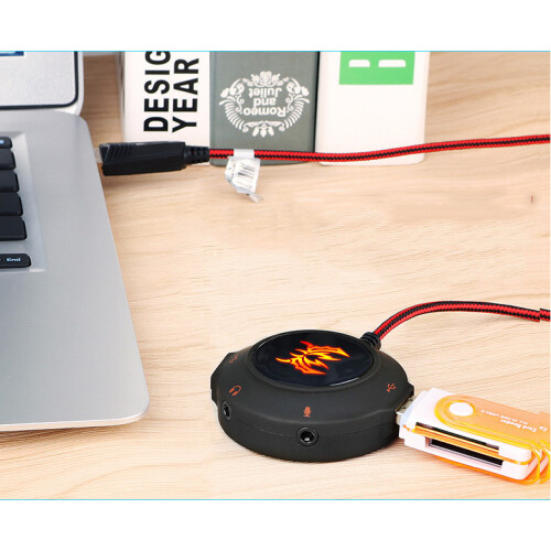 Evolve Your Listening Experience, External Sound Card with Multi-Function Controller, Bright LED Indicator, 3.5mm Jack Audio Adapter, No Drivers Neede 1