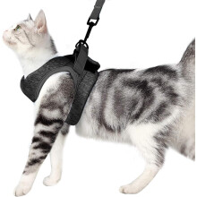 Zacht en comfortabel kattentuigje met riem, elastische vulling en sneldrogende stof voor optimale veiligheid en ontsnappingspreventie, ultralicht