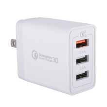 Dubbele USB-wandlader met 30W snellaadblok, multiport-laadkubus met QC3.0 + 2 USB-poorten, veilige slimme IC-technologie.