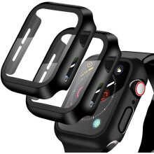 Ochranné tvrzené sklo pro Apple Watch 38/40/42/44 mm, integrovaný design 2 v 1, odolný nárazník z tvrdého PC, vysoká průhledná odolnost