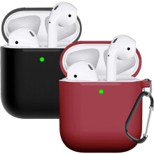 Airpods2-kompatibelt silikone-etui, stødsikkert beskyttelsesetui med skridsikkert greb og metalkarabinhage