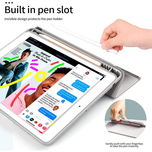 Capa para iPad de 9ª geração de 10,2 polegadas com suporte para Apple Pencil integrado, suporte triplo, capa inteligente fina e leve com parte 2