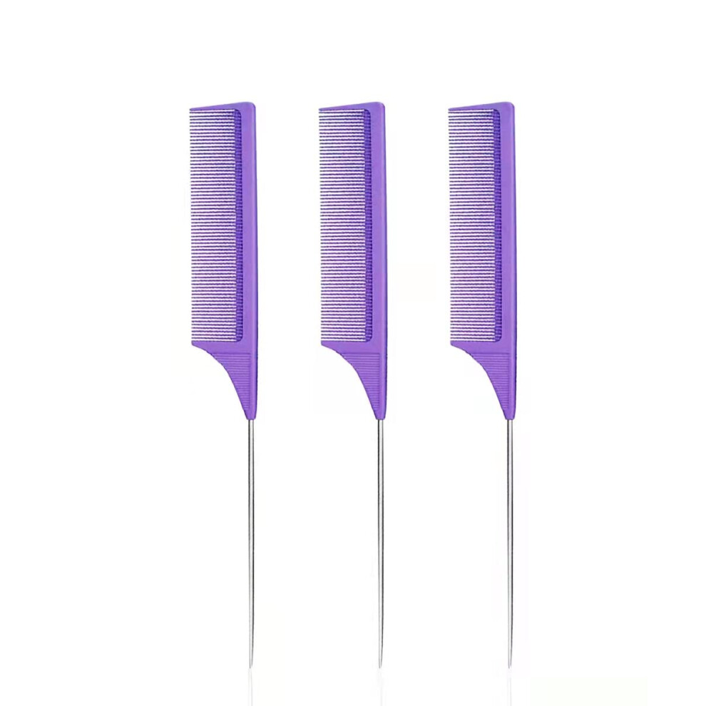 Unisex Carbon Tail Comb With Precise Metal Rattail, Heat Resistant Anti Static Hair Sectioning Tool