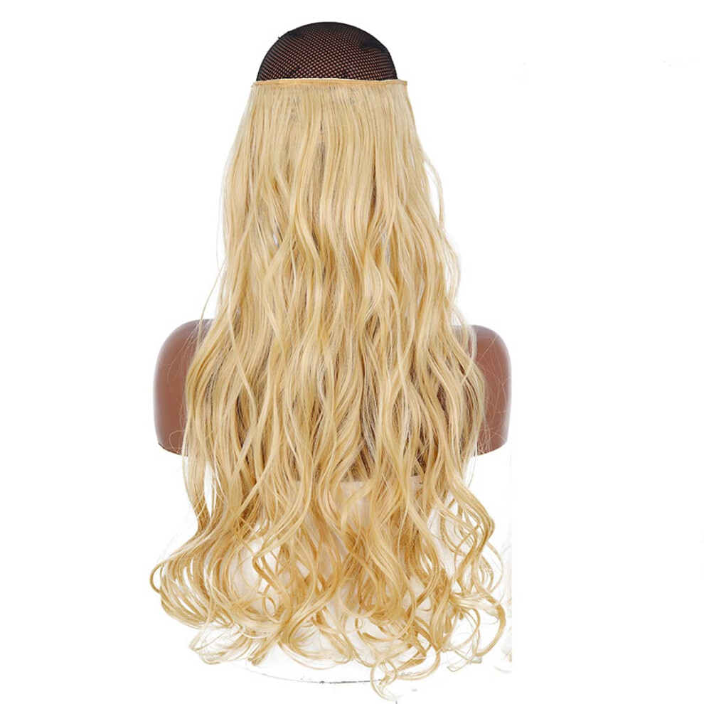 22 Inch Halo Hair Extensions Synthetic Invisible Wire Natural Black Blonde No Clip J22