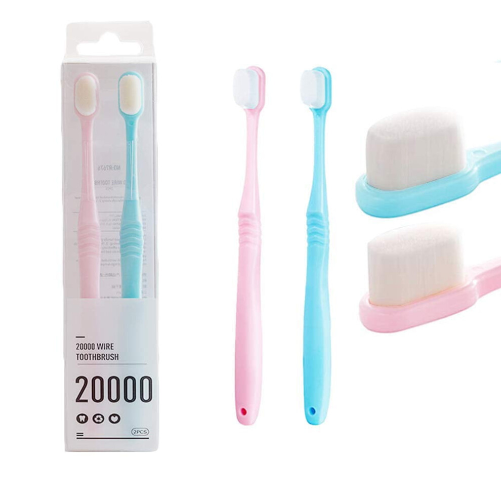 OUSITAID Extra Soft Toothbrush Micro-Nano Manual Toothbrush with 20000 Soft Floss Bristle Good Cleaning Effect for Teeth Oral Gum Recession, 2 Pack