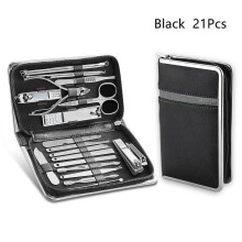 Cterwk21PCS Professionelles Nagelknipser-Set aus Edelstahl, Maniküre-Set, Schwarz