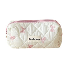 Make-uptas met strik, draagbare opbergtas, toilettas, make-up organizer, roze toilettas, pennenetui