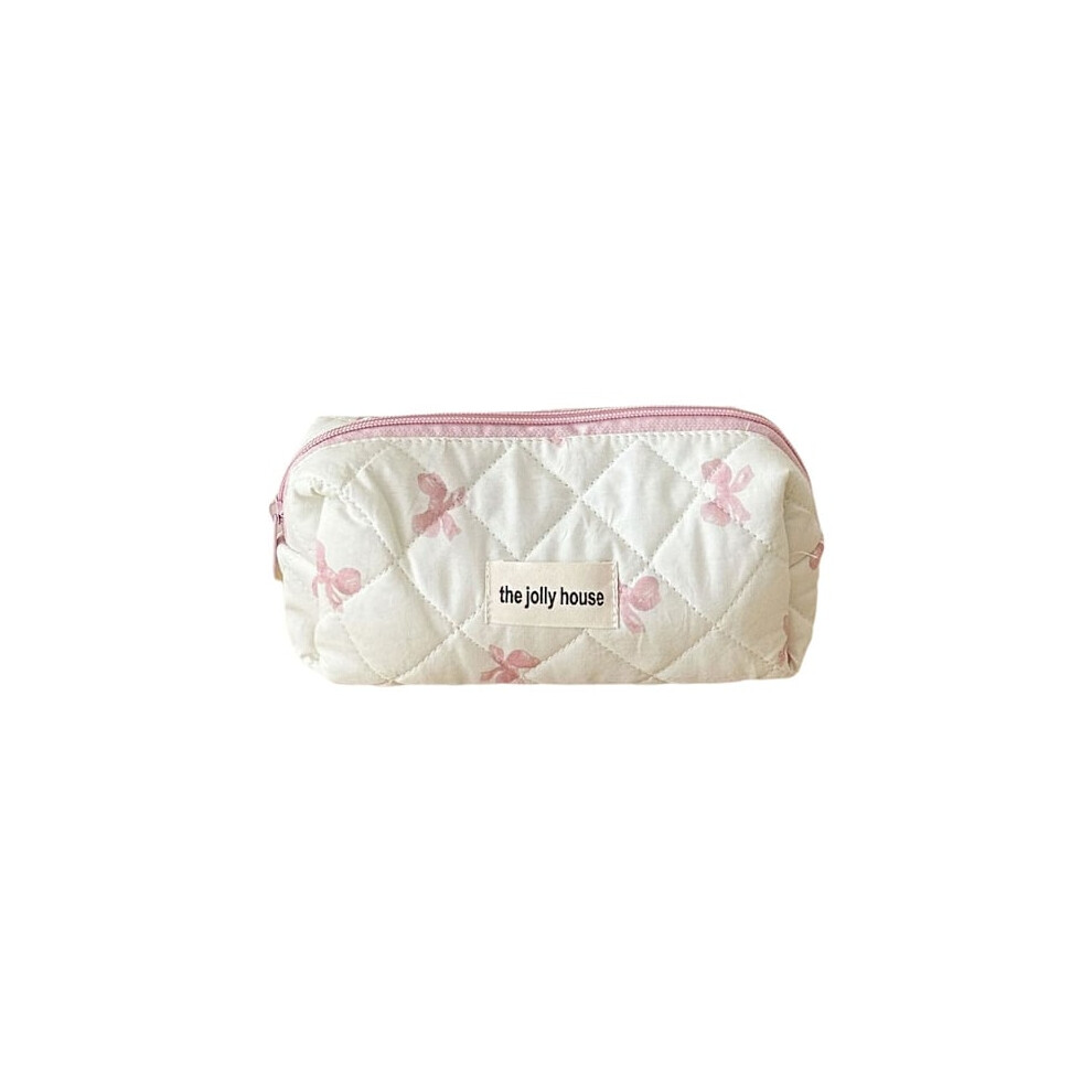 Makeup Bag Bow Portable Storage Bag Toiletry Bag Makeup Organizer Toiletry Bag^` pink Pencil bag