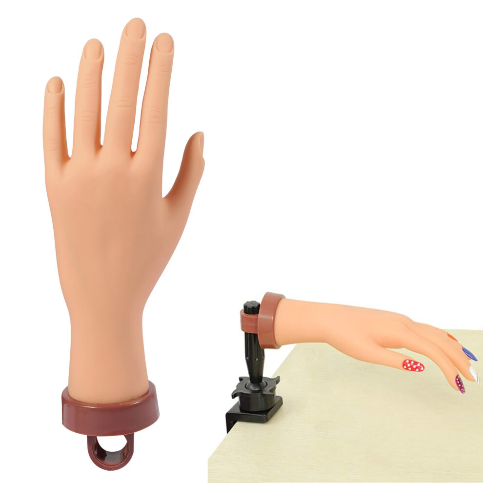 Practice Hand for Acrylic Nails with Realistic Flexible Joints, Reusable Mannequin Hand Nude