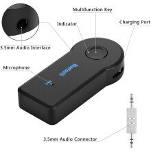 Glacadóir Bluetooth Glacadóir Fuaime Gan Sreang 5.0, Seac 3.5mm AUX Fuaim Gluaisteáin/Cluasáin Sreangaithe/Córas Steirió Baile Comhoiriúnach,
