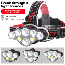 Capino USB-wiederaufladbare Stirnlampe mit 8 LEDs für Camping, Outdoor-Aktivitäten, Erwachsene, Kinder und Notfallausrüstung