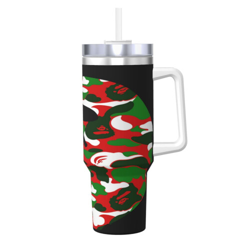 Ποτήρι Bape40oz H2.0 από ανοξείδωτο ατσάλι με μόνωση κενού αέρος με καπάκι και καλαμάκι 1