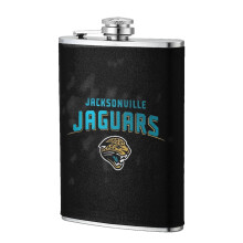 Jaguars Flagon Hip Flask 8oz, Food-Grade Stainless Steel & Leather, Compatible with Outdoor Sports, Camping, Wedding Groomsman Gift