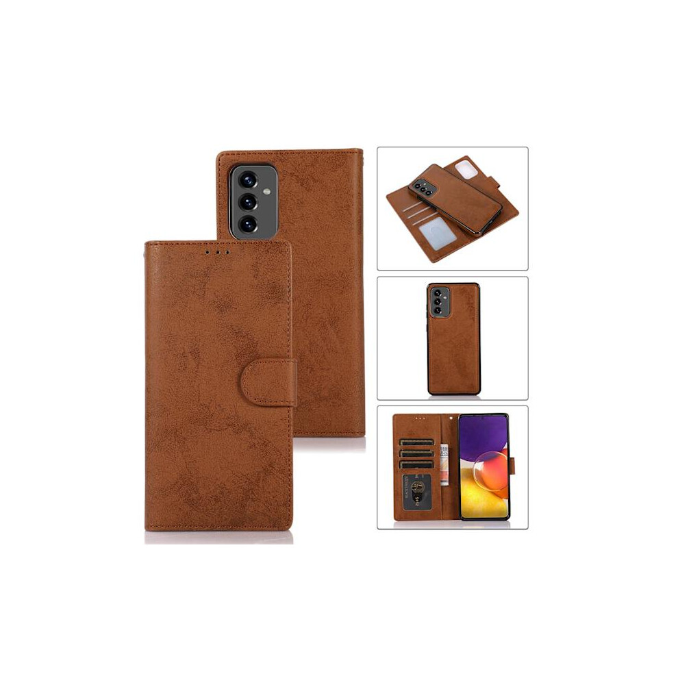 Compatible With Samsung Galaxy A33 5G - Stylish Practical Wallet Case Brown 9773935917262