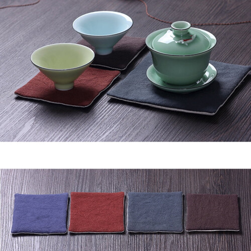 4 phíosa Coasters Mata Cupáin Beaga Cadáis agus Línéadaigh Tiubhaithe 2