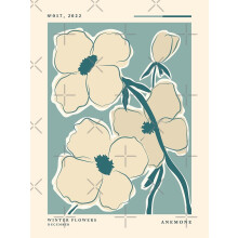 Winterbloemen, Anemoon, Bloemenmarkt, Retro poster, Neutrale print, Tentoonstellingsprint, Abstracte bloemen, Moderne kunstdecoratie, Zonder lijst
