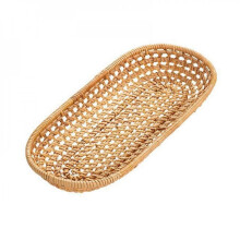 Panier à pain ovale en rotin tressé à la main, plateau à thé, plat de service, plateau de présentation pour gâteaux et desserts, idéal pour