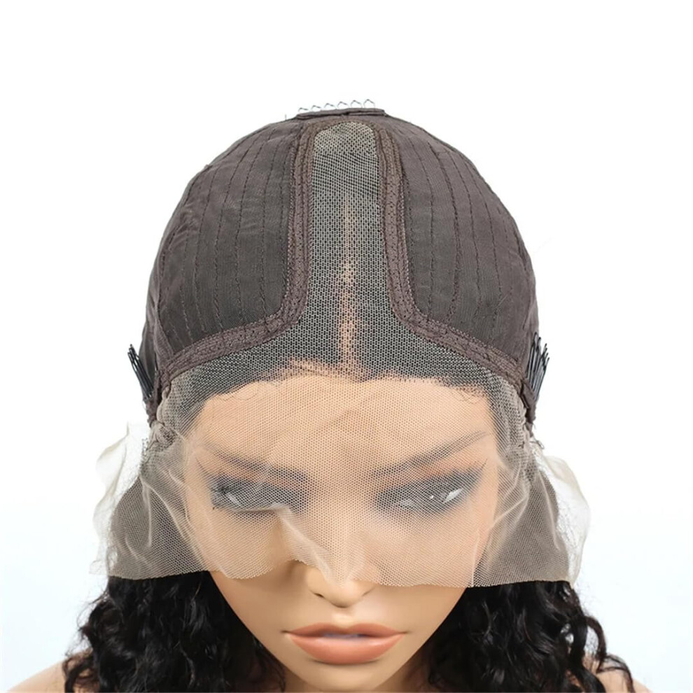 Unisex Human Hair Lace Front Wig Short Curly Bob Remy Hair Transparent Lace Natural Hairline