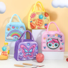 Leuke bento-tas met huisdierprint voor kinderen, draagbare geïsoleerde lunchtas met koelelement, gevoerd met aluminiumfolie, houdt de inhoud vers,