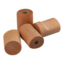 Lot de 4 crochets muraux en bois naturel, crochet en hêtre, bois de hêtre, bois de hêtre