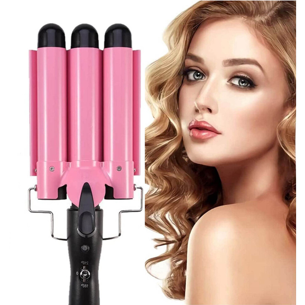Triple Barrel Curling Iron Ceramic Hair Waver for Beach Waves Fast Heating Adjustable Temperature