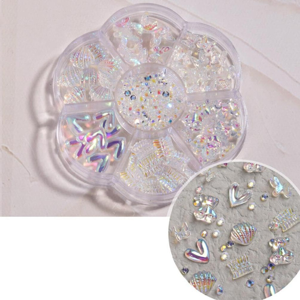 Mixed Nail Art Decorations Set with Bowknot Bear Pearl Flatback Charms for DIY Resin and Metal Crafts