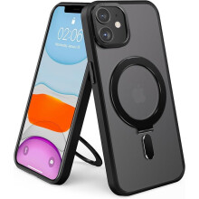 Kompatibel med iPhone 14Pro Max cover, 15 cm, magnetisk, usynlig stativ og ringholder, gennemsigtig mat, MagSafe-kompatibel, militær faldbeskyttelse,