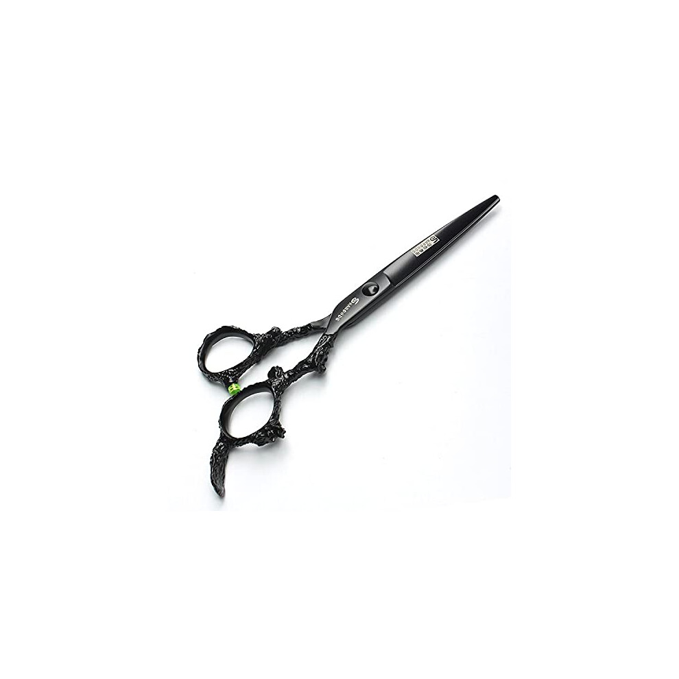 Dark Professional Hair Cutting Scissors 6 Inch 440C Steel Barber Shears With Ergonomic Dragon Handle Khaki