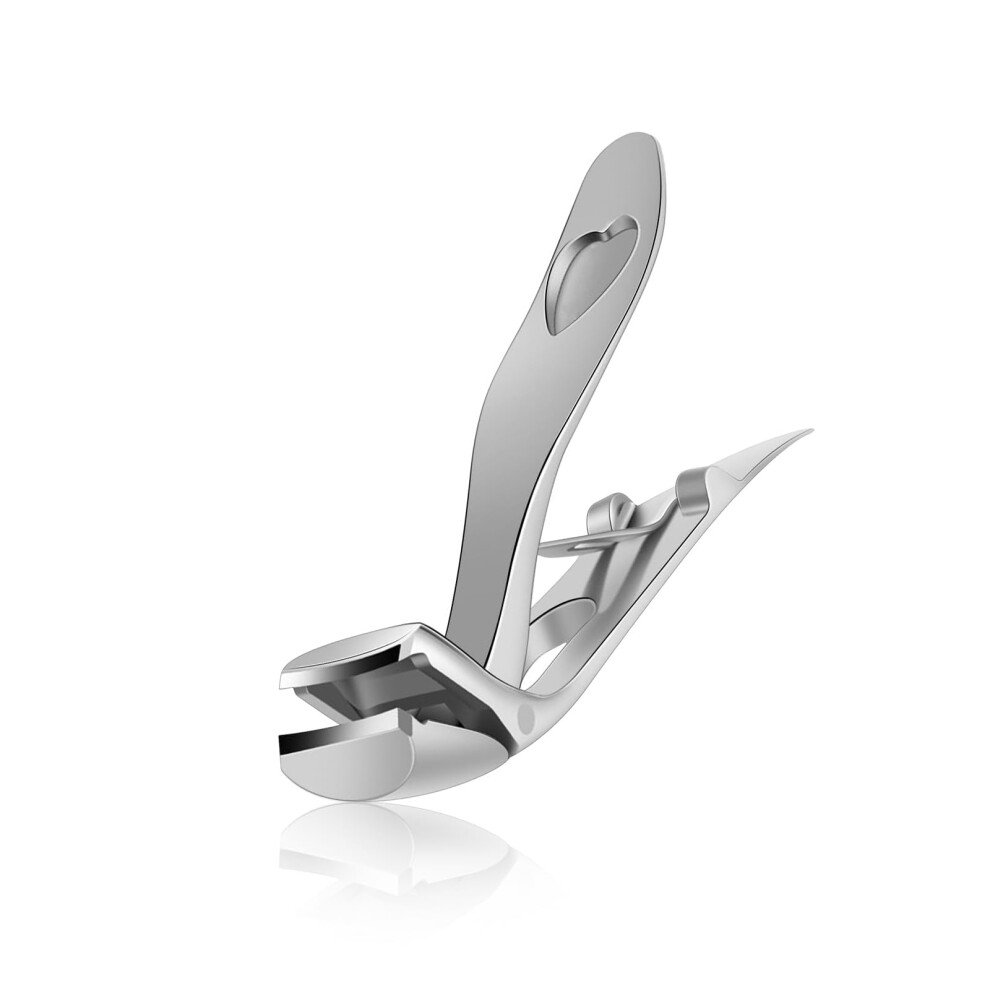 Thick Toenail Clippers Wide Jaw Angled Head with Catcher Stainless Steel Nail Cutter for Seniors