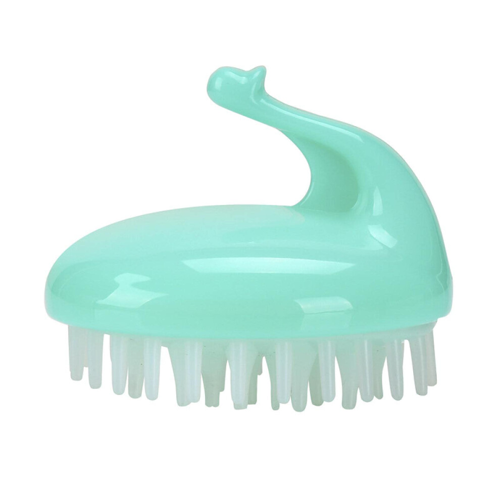 Green Silicone Scalp Massager Brush For Deep Root Cleansing, Ergonomic Peacock Design,