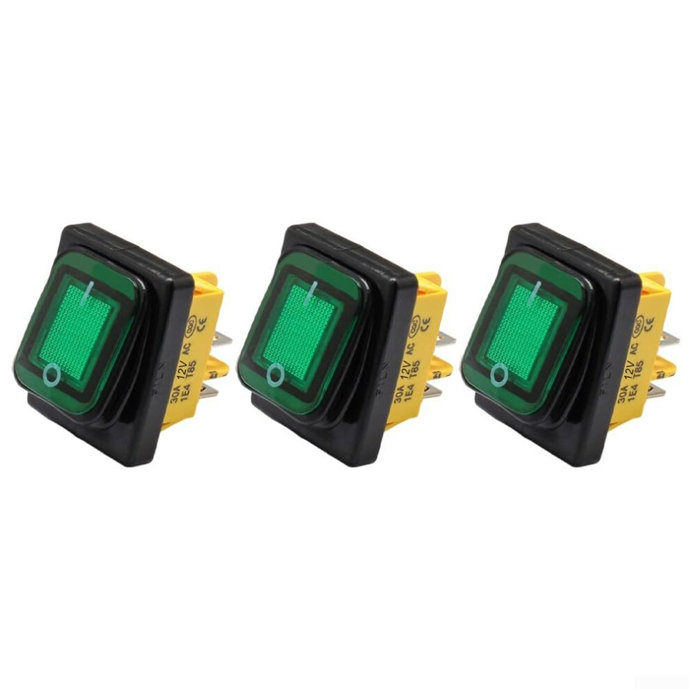Rocker Toggle Switch 4P 30A Waterproof For Boat, Car, And Home Electrical Devices Green 9099447068248